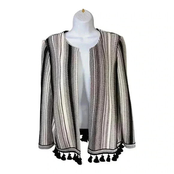 Misook Collection Cardigan Jacket Women's Small - Elegant Knit Fashion Tasseled - Picture 3 of 6